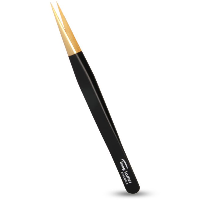 Long Lashes lash tweezers straight - black, 13cm