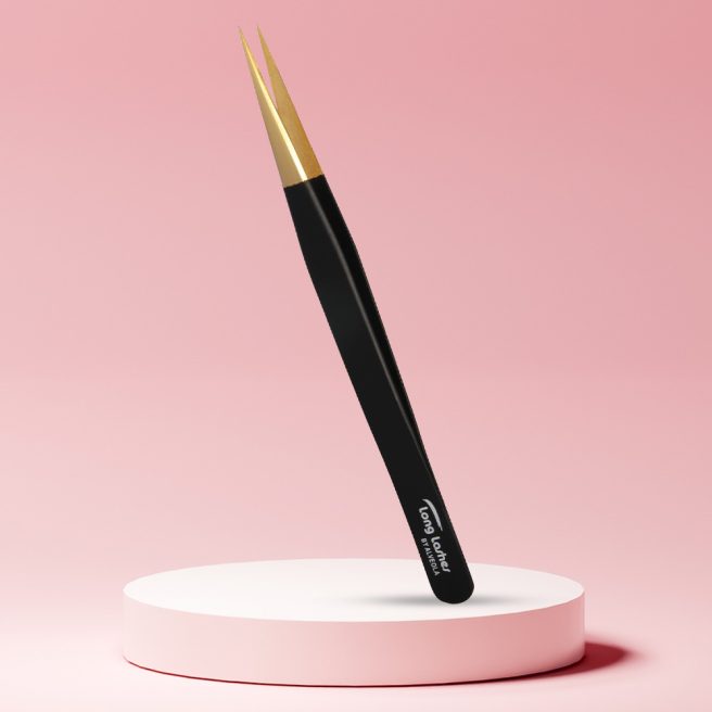 Long Lashes lash tweezers straight - black, 13cm