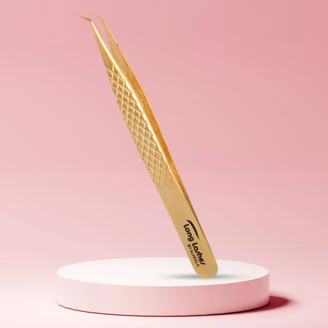 Long Lashes curved lash tweezers - gold, 12cm