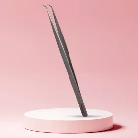 Long Lashes lash curved, slim tweezers - silver, 14cm