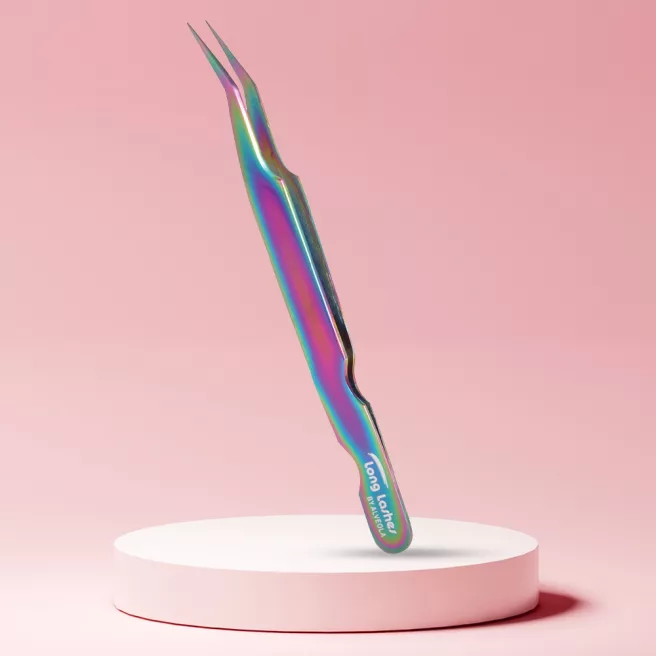 Long Lashes lash tweezers angled - multicolor, 12cm