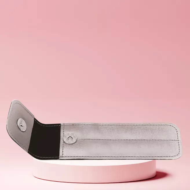 Long Lashes 2 pieces empty leather case - silver