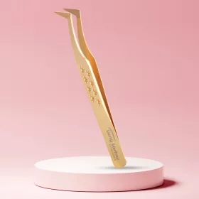 Long Lashes Pro Fiber L- shape Volume tweezer - Gold