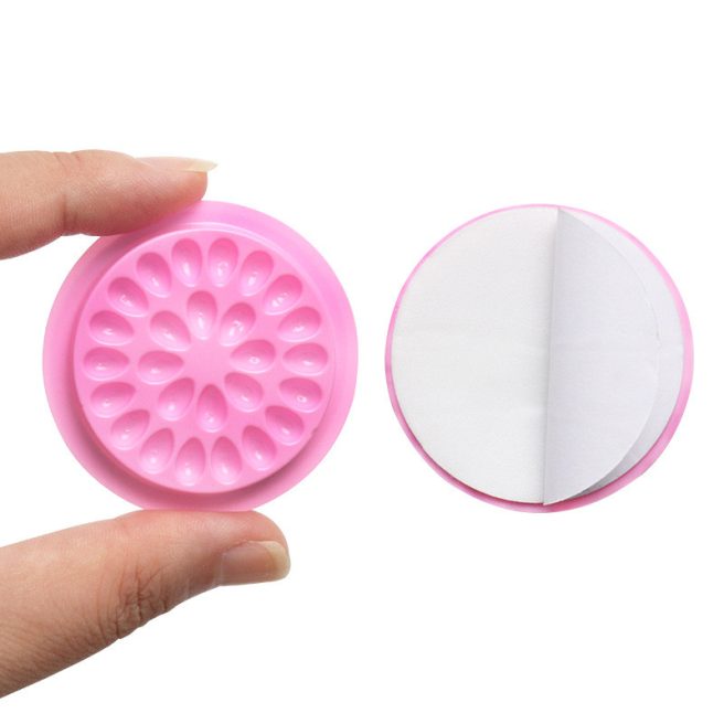 Long Lashes glue holder flower with sticker- pink 5pcs