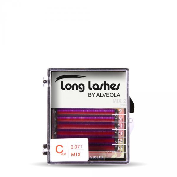 Long Lashes color MIX lashes- VIOLET C 0,07-8-10-11-12-14-16mm