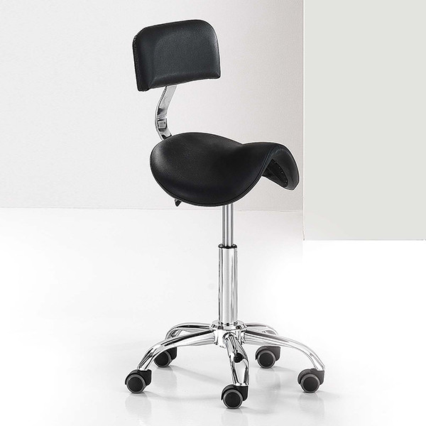 Saddle black stool with backrest