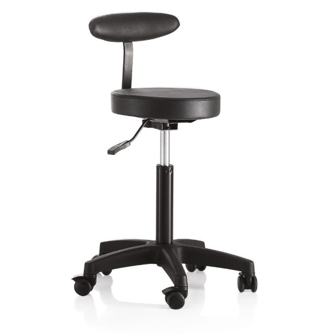 Stool black with back - black with black star soles