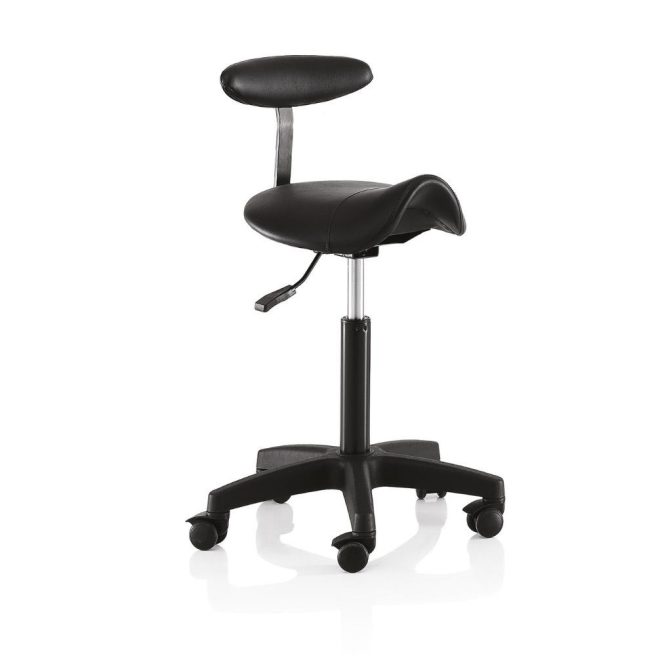 Shaped stool with back - black with black star soles